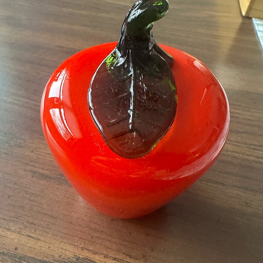 Red Glass Apple Paperweight